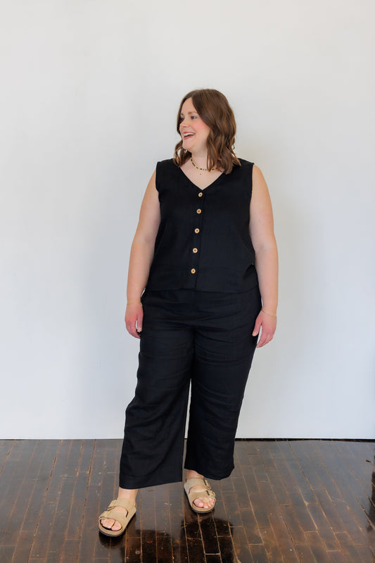 The Harmony Trousers in Black Linen