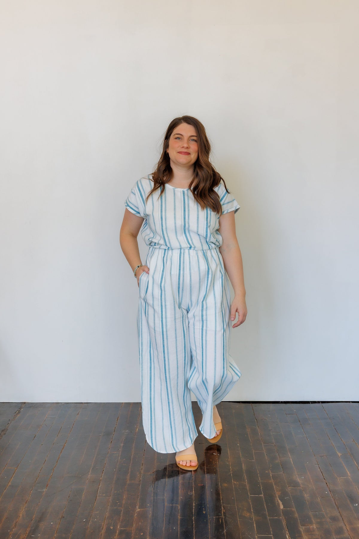 The Oasis Pants in Aegean Stripe