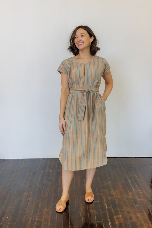 The Serene Kaftan Dress in Hazel Stripe