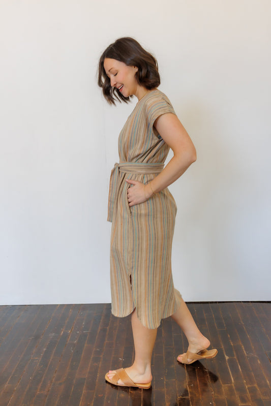 The Serene Kaftan Dress in Hazel Stripe