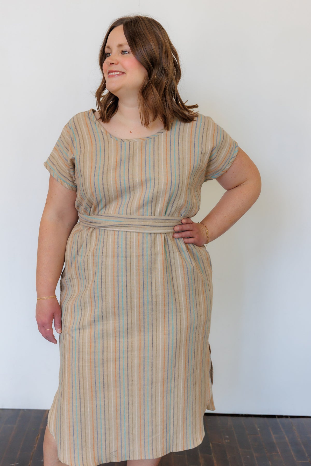 The Serene Kaftan Dress in Hazel Stripe