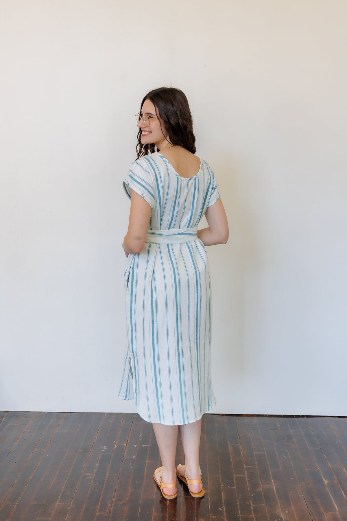 The Serene Kaftan Dress in Aegean Stripe