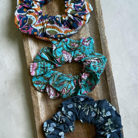 Block Print Hair Scruchies